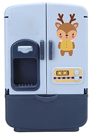 Intelligent Double Door Simulation Refrigerator - Play Kitchen Set - for Kids Role Play and Pretend Play - Mini Chef Fridge Toy (Blue)