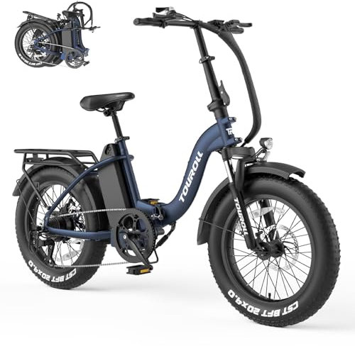 Touroll S2 E-Bike Klapprad Elektrofahrrad mit 20×4.0 Zoll Fat Tire, 48V 720Wh Akku für Lange Reichweite bis 120KM, 250W 55N.M Motor, 7-Gang-All-Terrain E-bike Herren Damen für MTB,Stadtpendler & Wildn