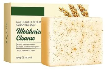 Saponetta esfoliante esfoliante per scrub all'avena – Detergente delicato e idratante per corpo e viso con farina d'avena naturale, barra fatta a mano da 100 g/3,52 oz per pelle liscia, esfoliazione