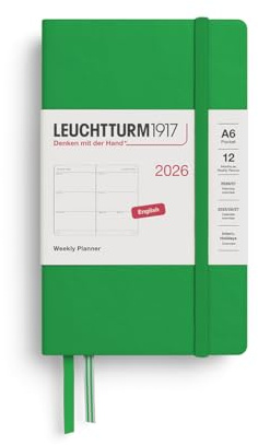 LEUCHTTURM1917 372726 Veckokalender Pocket (A6) 2026, Spring Leaf, engelska