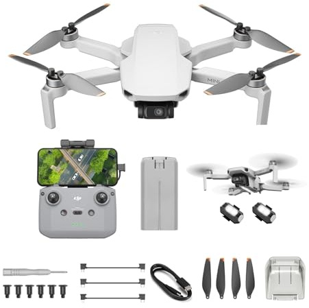 DJI Mini 4K, Drohne mit 4k UHD Kamera für Erwachsene, unter 249 g, 3-Achsen Gimbal Stabilisierung, 10 km Videoübertragung, autom. Rückkehr (Mini 4K Bundle + Kartenleser)