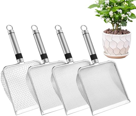 Ahuuen Cernidor de Tierra para Jardinería | Pala Cernidora de,con Mango para Cribado de Compost, Búsqueda en Playa, Cuidado de Bonsáis y Paisajismo
