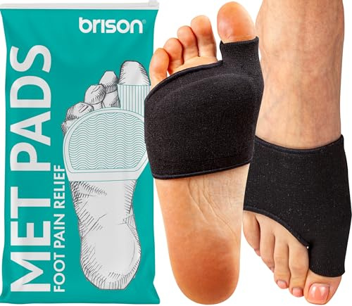 Brison Metatarsal Pads Ball of Foot Cushion for Men and Women - Gel Foot Cushions for Pain Relief Morton’s Neuroma Metatarsalgia Sesamoiditis Calluses - 1 Pair Black Large 13-15 UK