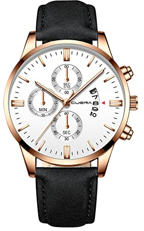 Mode sport män rostfritt fodral läder kvarts analog armbandsur domare klänning, H, En storlek