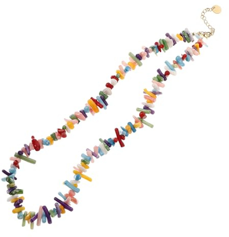 MUCKLILY Collier Ras-de-Cou en Corail Baroque pour Femme Perles Naturelles Violet Clair Style Plage et Vacances Bijou Léger et Solide Accessoire Mode Estival