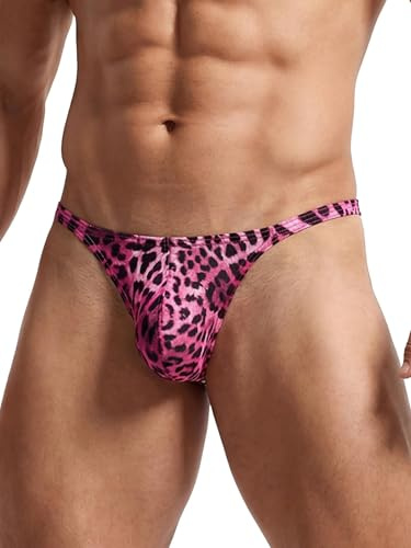 Eagerlove sous-vêtement String Homme à Motif Léopard Sexy Taille Basse G String T Back Slip Bikini Lingerie