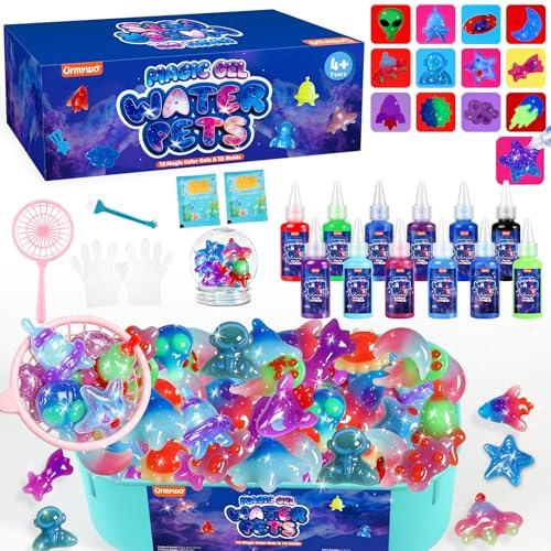 Magic Water Elf Toy Kit, Water Pets Gel Kit, 12 Gels & 12 Molds | DIY Squishies Toys for Kids, Craft Kits, 4 5 6 7 8 9 10 Year Old Boy Girl Birthday Gifts Space-themed