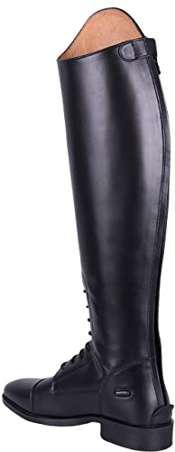QHP Leder-Reitstiefel Sasha Adult schwarz mit wechselbarem Oberteil, RV hinten (38)