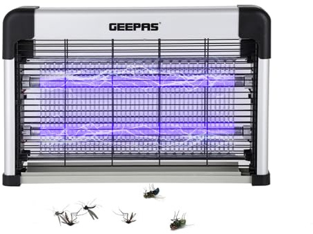 GEEPAS Electric Bug Killer | UV Light Fly Zapper Insect Killer for Mosquitoes, Moths, Wasps & Flies Indoor Use | 80ft Coverage Chemical-Free Pest Control| Removable Washable Tray | Bug Catcher, 16W