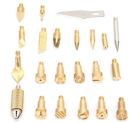 22Pieces Brass Electric Soldering Iron Tips 60W Wood Burning Pen Tip Pyrography Welding Tool Accessories