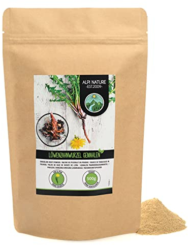 Alpi Nature Löwenzahnwurzel gemahlen 500g, Löwenzahnwurzel Pulver, gemahlene Löwenzahn Wurzel
