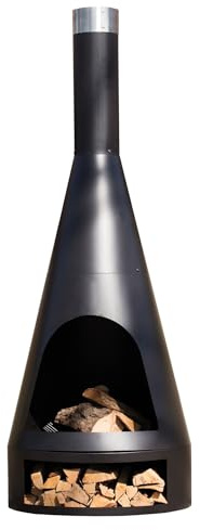 REDFIRE® Moderner Kamin für den Außenbereich 60 cm - Kingston XL mit Holzrost - Feuerschalen für den Garten - Sockel als Holzlager, Optimale Belüftung