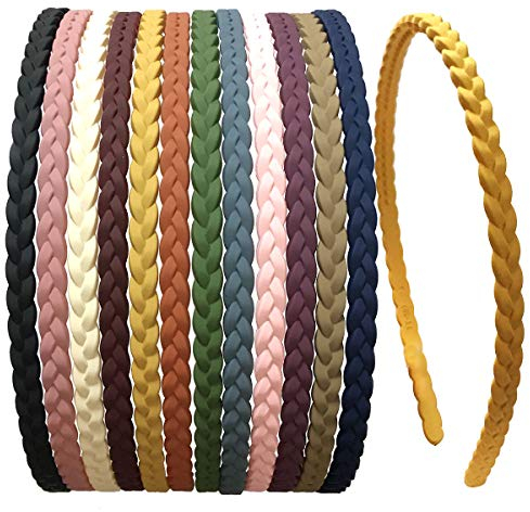 Yazon Stirnbänder für Mädchen und Frauen, Kunststoff-Stirnbänder mit Zähnen, 6 mm, dünn, 12 Stück