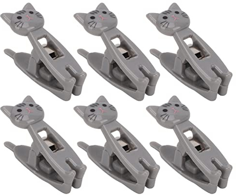6 Clips para Bolsas con Forma de Gato, Clips Pequeños para Chips de Gatos, Abrazadera de Papel, Pinza para la Ropa, Bolsa de Almacenamiento de Alimentos, Abrazadera de Sellado, Mini Clips(gris)