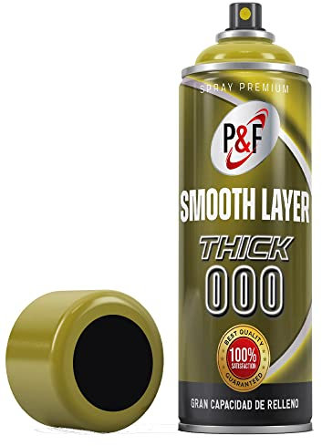 AEROSOLES P&F Smooth Layer 3D print, filler primer, aparejo alto espesor, imprimación spray para impresión 3D, imprimación para plásticos spray,, 400ml, Negro (El emabalaje puede variar)