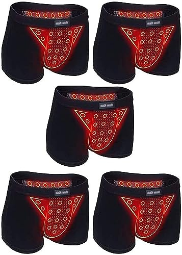 Men's Underwear Magnetic Therapy Boxer Briefs 5-Packs Enlargement Underwear Tourmaline Prostate Therapy Panties (Color : 1, Size : L)