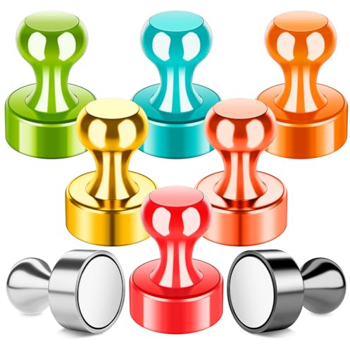 Neodymium Magnets - Extra Strong, Small, Fridge & Whiteboard Magnets (Pack of 8, Colourful)