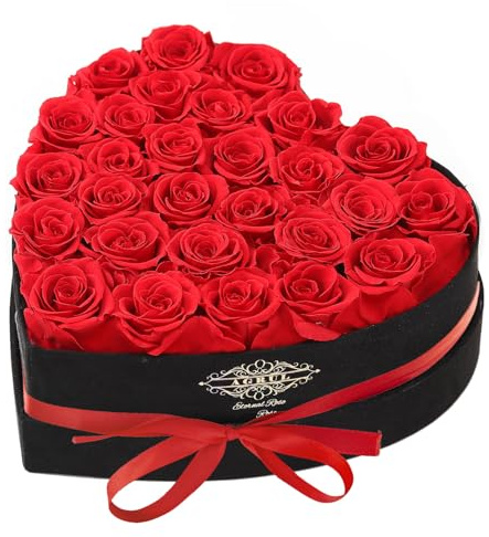 Agrul Mothers Day Roses Gifts for Mom,Forever Preserved Flowers Roses in a Heart Shape Box, for Wife Women Mom Grandma from Daughter,Fresh Flowers for Delivery/28Pcs Red