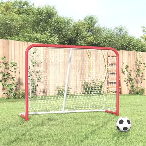 BaraSh Hockeytor mit Netz Rot & Weiß 153x60x118 cm Stahl & Polyester Street Hockey Ball