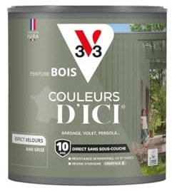 V33 Peinture Bois Couleurs d'ICI - Kaki Grisé - 0,5L
