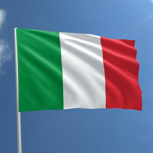 Bandiera Italiana 90 x 150 cm - Bandiera Italia Poliestere con Passante Per L'Asta Resistente alle Intemperie Colore vivido e Adatto per Uso Interno ed Esterno Flag (ITALIA)