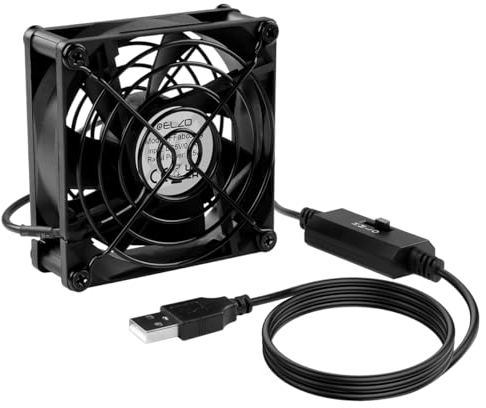 ELZO USB Ventilator, 80mm 5V mit 3 Einstellbare Geschwindigkeiten, Leise Mini Tischventilator, USB PC Computer USB Lüfter 80mm Axiallüfter für Computer/PS4/TV Box/Empfänger/AV-Kabine/Router