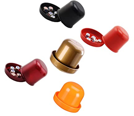 SKISUNO 5ensembles Gobelet à Dés Épais De Bar Boîte Anti-triche Jeu Ktv Gobelet Résistant Aux Bris avec Dés Noir Rouge Orange Doré Couleur