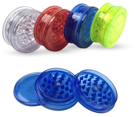NCS35® Premium 3 Part Plastic Salt Herb and Spice Grinder 60mm Magnetic Shark Teeth Assorted Colours Portable Herbal Dispoable & Reuseable Durable Pocket Sized Unisex Gift (1)