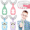 LYNJOVU Lot de 4 brosses à dents en forme de U, brosse à dents en forme de U pour enfants, nettoyage des dents pour l'hygiène buccale à 360° (bleu + violet + rose + vert, 6-12 ans)