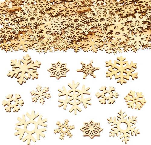 ParPix 100 stycken trä snöflinga konfetti juldekoration