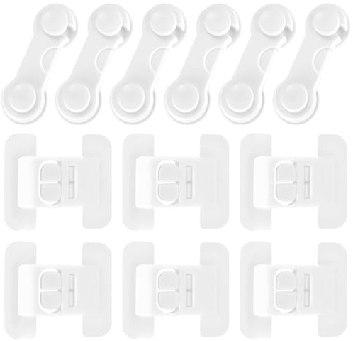 12 Kindersicherung Schrank Schubladen: 6 Schubladensicherung Baby & 6 Kindersicherung Kühlschrank, Schranksicherung Baby-Sicherheitsschlösser für Möbel Küche Schrank Schubladenschutz ohne Bohren