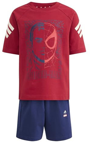 adidas Unisex Kids MARVEL SPIDER-MAN T-SHIRT SET, active maroon/off white, 4-5 Years