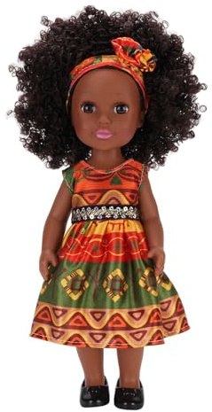 KKPLZZ Bambola Nera da 14 Pollici, Bambola di Moda Multiculturale Afro con Abiti Mutevoli, per le Ragazze di Gioco e Avventure di Viaggio