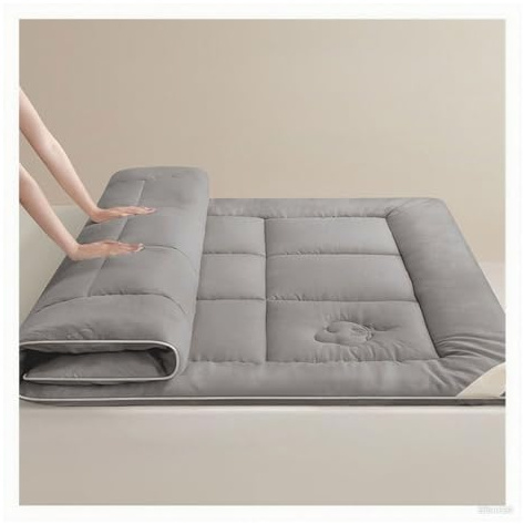 Colchón acolchado de algodón suave para alquileres, hoteles y salas de estar, 5 cm de grosor, 150 x 200 cm, color gris, solución de ropa de cama acogedora para dormitorios y zonas de invitados