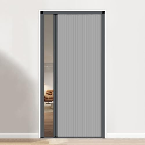 Porte Pliante accordéon de 200 cm de Hauteur, kit de Porte coulissante Invisible de 100, 90, 80, 70, 60 cm de Largeur, Portes intérieures sur Mesure(Grey-W×H:70×200cm)