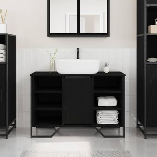KTHLBRH Armadio da bagno rustico in legno con ante lisce e design compatto per riporre articoli da toeletta e prodotti per la pulizia in spazi ridotti