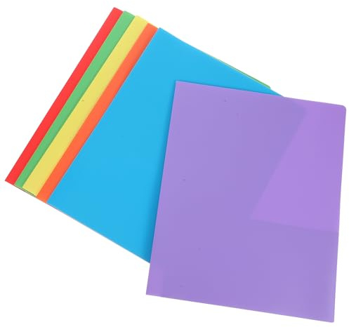 Healeved Carpetas de Plástico A4 6 Piezas con Doble Bolsillo y Colores Variados Azul Morado Amarillo Verde Naranja Rojo para Oficina y Escuela Resistentes al Agua y Organizadoras