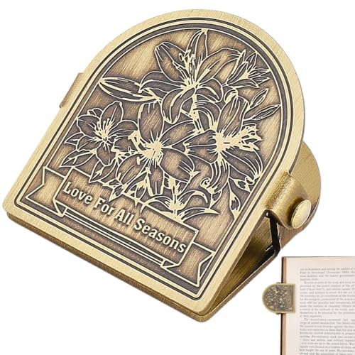 CRASPIRE Anteckningsboksklammer Lily Blomma Romantikord Vintage Journal Metallboksklampar Mässing Dekorativa Sidbindare Klamm Filhållare Bokmärke för Resenärer Bokälskare Planerare TN Rese Konst