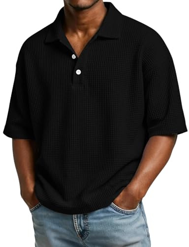 Magliette Polo Uomo, Maglietta Uomo Elegante Slim Fit Taglie Forti Manica Corta Tecnica Traspirante Abbigliamento Lavoro Collo Coreana Cotone Bottoni Vestiti Polo Moda Maglia Tennis 4XL