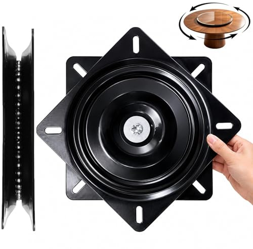 Ajxwde Plato Giratorio Universal para Muebles, 360° Rodamientos Giratorios, 230 * 230 * 21 mm Plato Giratorio de Alta Carga, Herraje Giratorio Pour Comedor, Escritorios, Soportes Para TV (9.5 Pulgada)