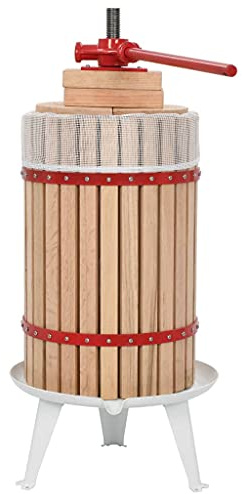 LoogCape Presse-fruits et vin avec sac en tissu de 24 l en bois de chêne pour la fabrication de vin, ballon de fermentation, accessoires de cave, brassage amateur, kit de bricolage, durable et facile