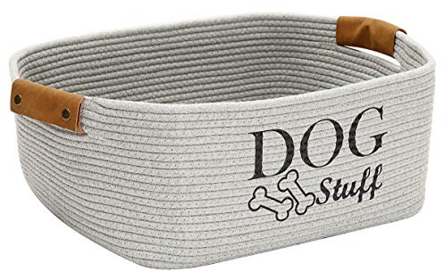 Morezi Durable Cotton Rope Dog Toy Storage, Large Dog Bin, Pet Bed, Puppy Toy Box - Perfect for Organizing Pet Toys, Blankets, Leashes, Clothing and Any Doggie Stuff - Gray