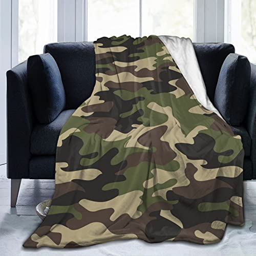 Perinsto Manta de camuflaje militar, ultrasuave, cálida, para todas las estaciones, manta decorativa de forro polar para cama, silla, coche, sofá, dormitorio, 60 x 50 pulgadas