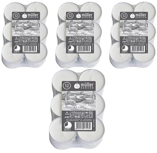 4 x 12 pezzi Flat Pack Ø 55 mm Maxi luci tealight