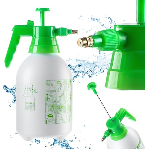 KADAX Spruzzatore a mano da 2 l, in plastica, spruzzatore a pressione con ugello in ottone, spruzzatore a pressione per irrigazione e controllo dei parassiti