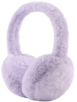 KurKur Orejeras esponjosas plegables de felpa para mujer, orejeras de invierno para niñas y niños, calentador de orejas para clima frío (morado)