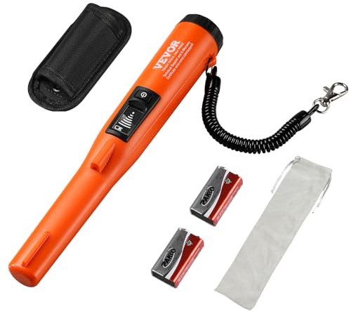 VEVOR Détecteur de Métaux Pinpointer IP68 Entièrement Étanche Pointeur de Métaux Portable Profondeur Détection 114 mm 3 Modes Écran LCD Sonde Chasse au Trésor avec Étui Piles 9 V pour Adultes Enfants