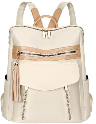Leathario Rucksack Damen,Cityrucksack Modern,Elegenter Rucksack Wasserdicht,Rucksacktasche 2in1,Tagesrucksack Frauen,Women's Fashion Backpacks Taschenrucksack zur Arbeit Schule Reise,Beige
