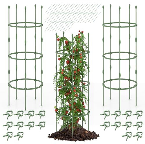 RELAX4LIFE Obelisco per Rampicanti, Diametro 50cm, Garden Supporto Decorativo con Traliccio, Altezza Regolabile, Grigliato a Colonna da Giardino per Piante Rampicanti, Ortaggi e Fiori (3 Pezzi, 154cm)