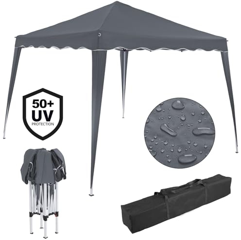 CASARIA® Tonnelle de Jardin 3x3m Pliante Pop-UP 2X parois latérales Protection UV 50+ Sac Tente Pliable imperméable pavillon Festival fête Capri Anthracite